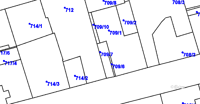 Parcela st. 709/7 v KÚ Vítkovice, Katastrální mapa