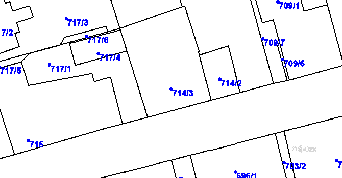 Parcela st. 714/3 v KÚ Vítkovice, Katastrální mapa