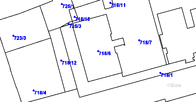 Parcela st. 718/6 v KÚ Vítkovice, Katastrální mapa