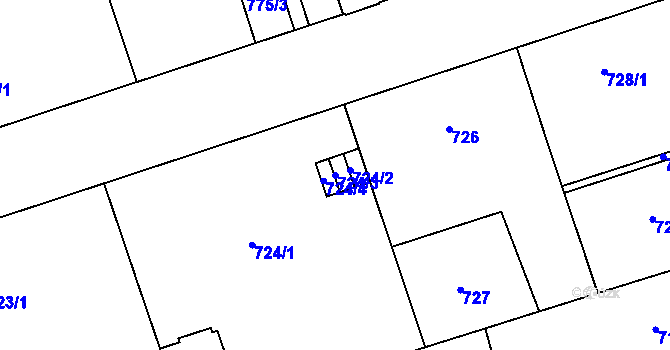 Parcela st. 724/3 v KÚ Vítkovice, Katastrální mapa