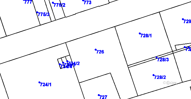 Parcela st. 726 v KÚ Vítkovice, Katastrální mapa