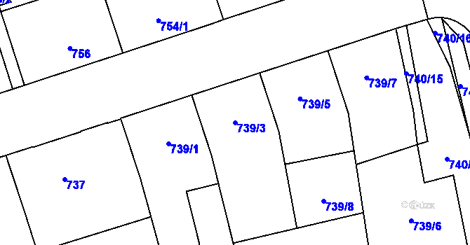 Parcela st. 739/3 v KÚ Vítkovice, Katastrální mapa