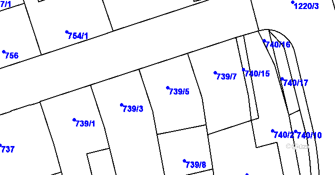 Parcela st. 739/5 v KÚ Vítkovice, Katastrální mapa