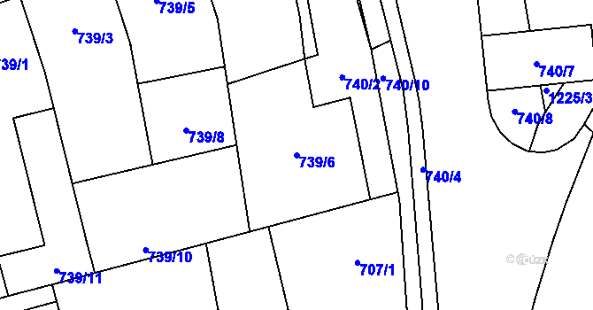 Parcela st. 739/6 v KÚ Vítkovice, Katastrální mapa