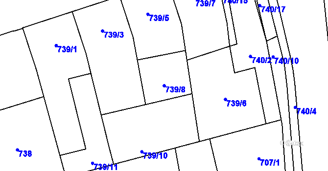 Parcela st. 739/8 v KÚ Vítkovice, Katastrální mapa
