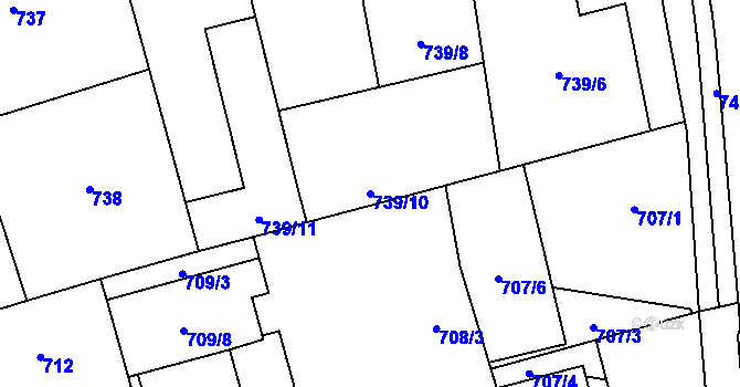 Parcela st. 739/10 v KÚ Vítkovice, Katastrální mapa