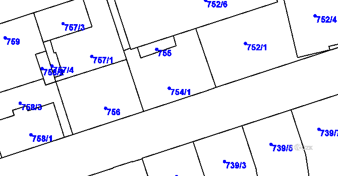 Parcela st. 754/1 v KÚ Vítkovice, Katastrální mapa