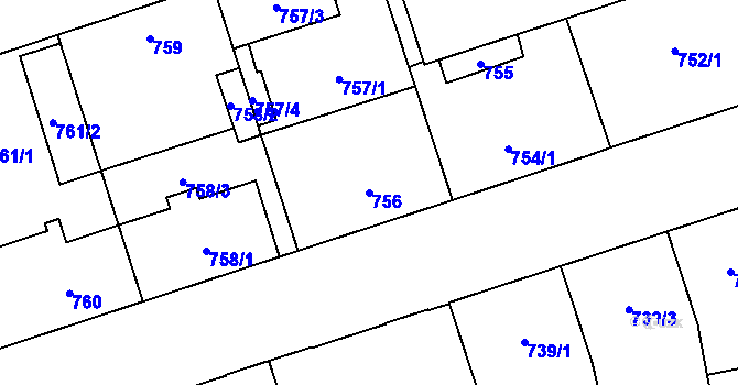 Parcela st. 756 v KÚ Vítkovice, Katastrální mapa