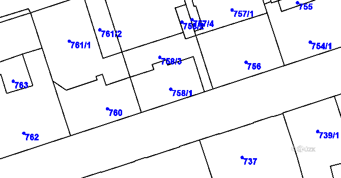 Parcela st. 758/1 v KÚ Vítkovice, Katastrální mapa