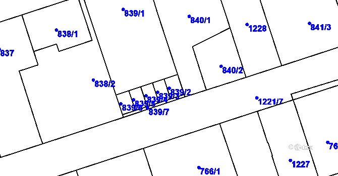 Parcela st. 839/2 v KÚ Vítkovice, Katastrální mapa