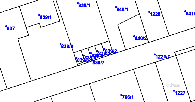 Parcela st. 839/3 v KÚ Vítkovice, Katastrální mapa