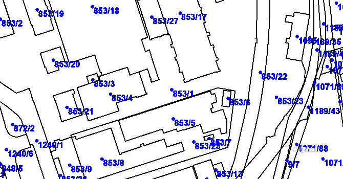 Parcela st. 853/1 v KÚ Vítkovice, Katastrální mapa