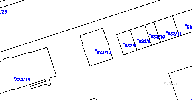 Parcela st. 883/13 v KÚ Vítkovice, Katastrální mapa