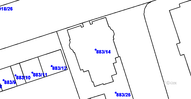 Parcela st. 883/14 v KÚ Vítkovice, Katastrální mapa