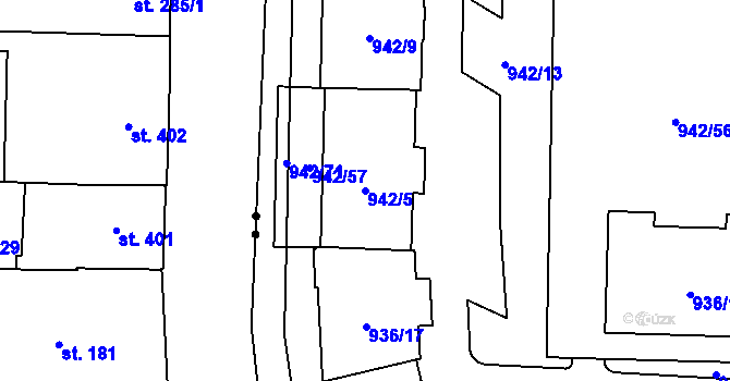 Parcela st. 942/5 v KÚ Vítkovice, Katastrální mapa