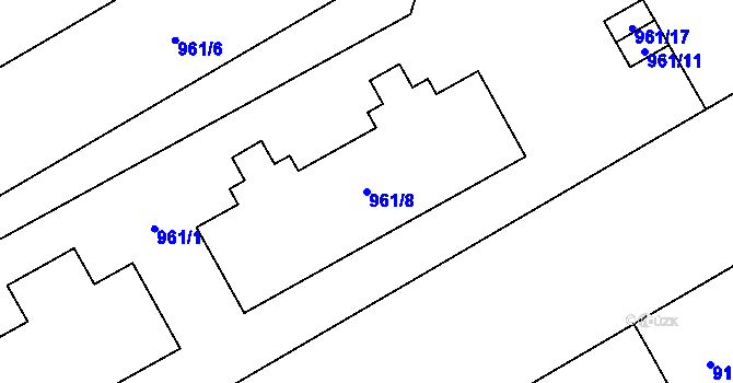 Parcela st. 961/8 v KÚ Vítkovice, Katastrální mapa
