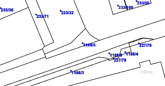 Parcela st. 1188/5 v KÚ Vítkovice, Katastrální mapa