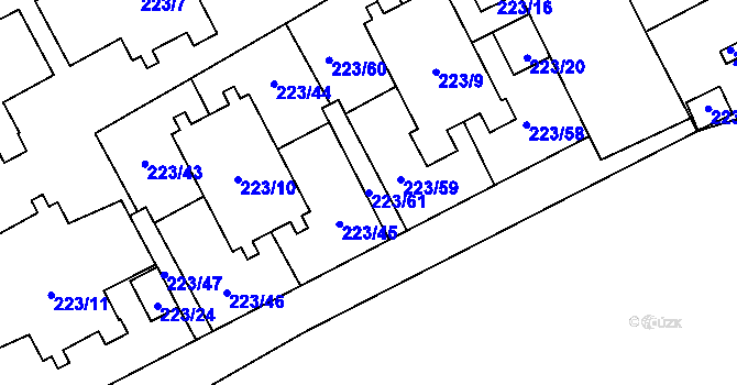 Parcela st. 223/61 v KÚ Vítkovice, Katastrální mapa