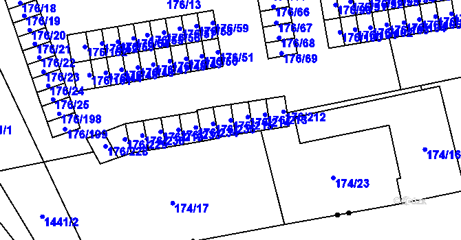 Parcela st. 176/215 v KÚ Vítkovice, Katastrální mapa