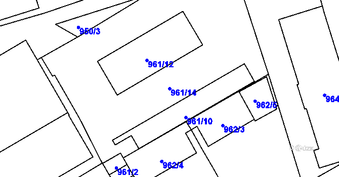 Parcela st. 961/14 v KÚ Vítkovice, Katastrální mapa