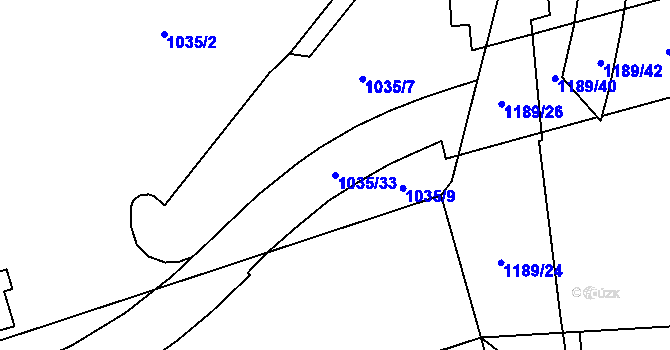 Parcela st. 1035/33 v KÚ Vítkovice, Katastrální mapa