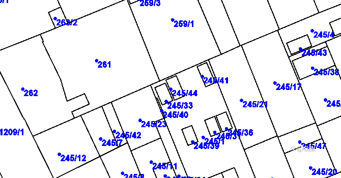 Parcela st. 245/44 v KÚ Vítkovice, Katastrální mapa