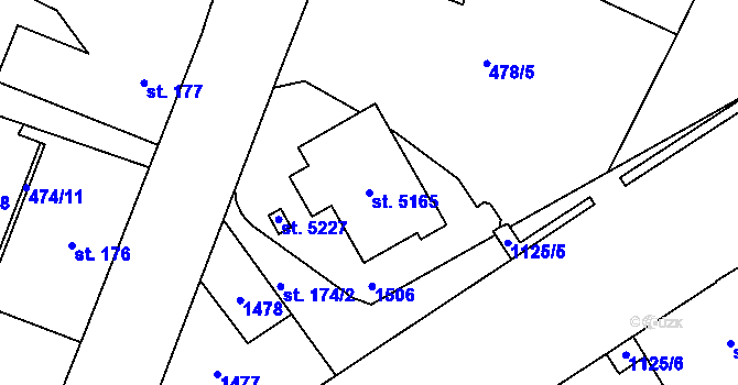 Parcela st. 5165 v KÚ Zábřeh-VŽ, Katastrální mapa