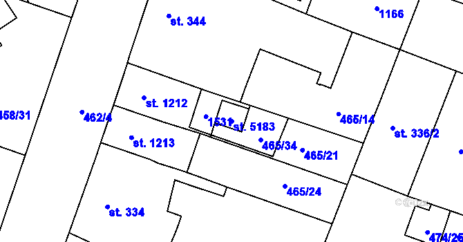 Parcela st. 5183 v KÚ Zábřeh-VŽ, Katastrální mapa