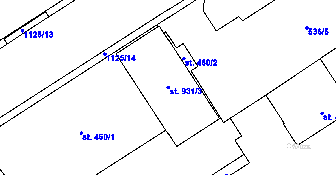Parcela st. 931/3 v KÚ Zábřeh-VŽ, Katastrální mapa