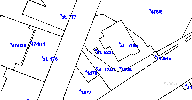 Parcela st. 5227 v KÚ Zábřeh-VŽ, Katastrální mapa