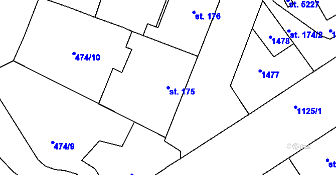 Parcela st. 175 v KÚ Zábřeh-VŽ, Katastrální mapa