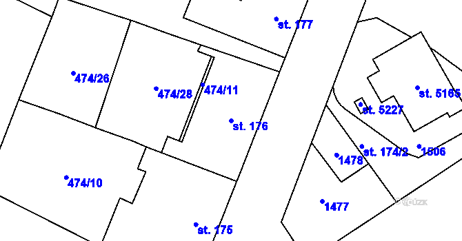 Parcela st. 176 v KÚ Zábřeh-VŽ, Katastrální mapa