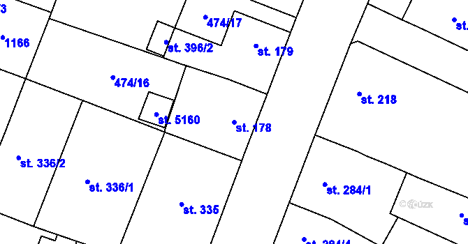 Parcela st. 178 v KÚ Zábřeh-VŽ, Katastrální mapa