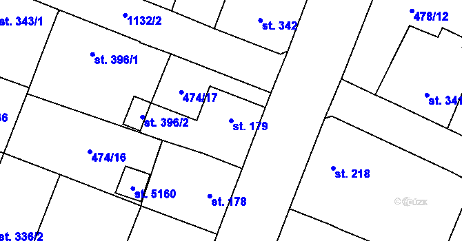 Parcela st. 179 v KÚ Zábřeh-VŽ, Katastrální mapa