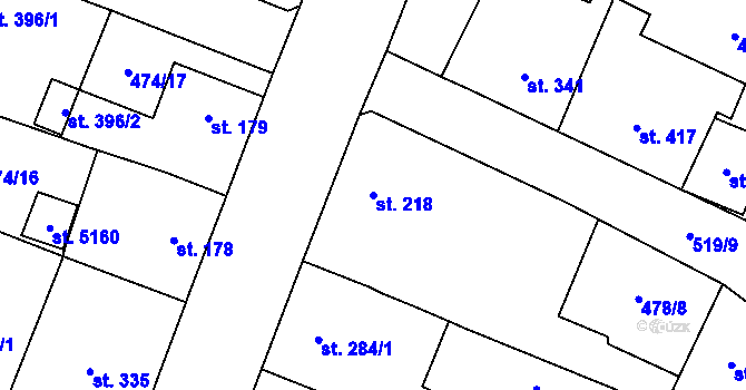 Parcela st. 218 v KÚ Zábřeh-VŽ, Katastrální mapa
