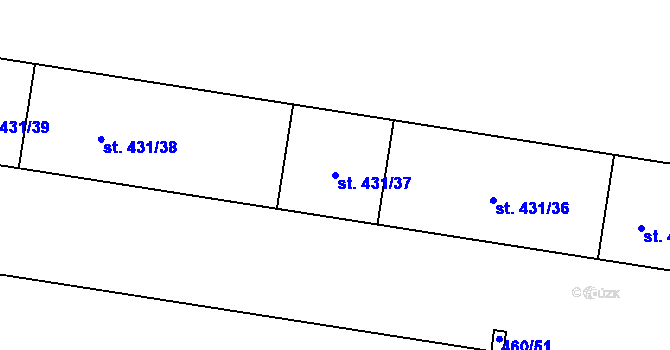 Parcela st. 431/37 v KÚ Zábřeh-VŽ, Katastrální mapa