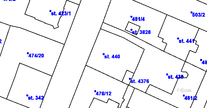 Parcela st. 440 v KÚ Zábřeh-VŽ, Katastrální mapa