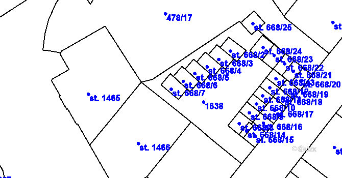 Parcela st. 668/7 v KÚ Zábřeh-VŽ, Katastrální mapa