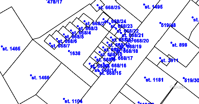Parcela st. 668/10 v KÚ Zábřeh-VŽ, Katastrální mapa