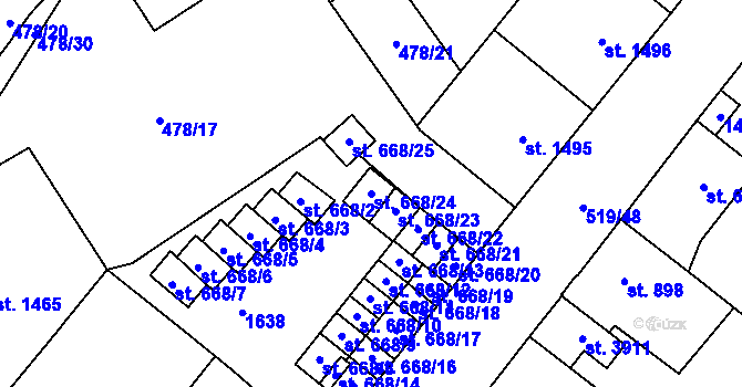 Parcela st. 668/24 v KÚ Zábřeh-VŽ, Katastrální mapa