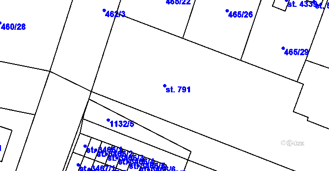 Parcela st. 791 v KÚ Zábřeh-VŽ, Katastrální mapa