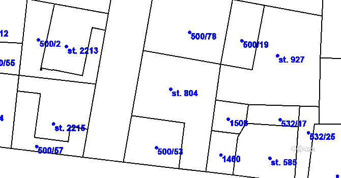Parcela st. 804 v KÚ Zábřeh-VŽ, Katastrální mapa