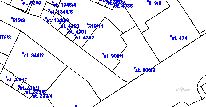 Parcela st. 900/1 v KÚ Zábřeh-VŽ, Katastrální mapa