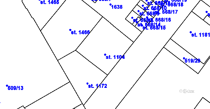 Parcela st. 1104 v KÚ Zábřeh-VŽ, Katastrální mapa