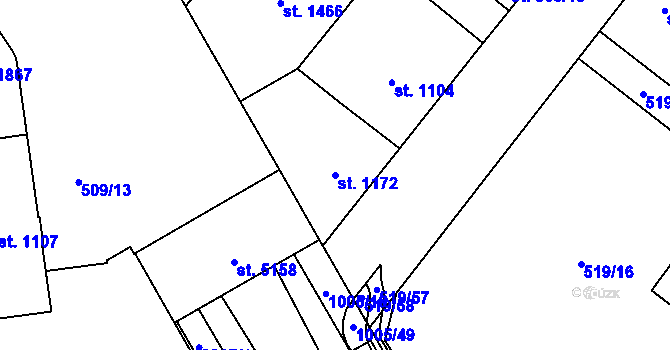 Parcela st. 1172 v KÚ Zábřeh-VŽ, Katastrální mapa