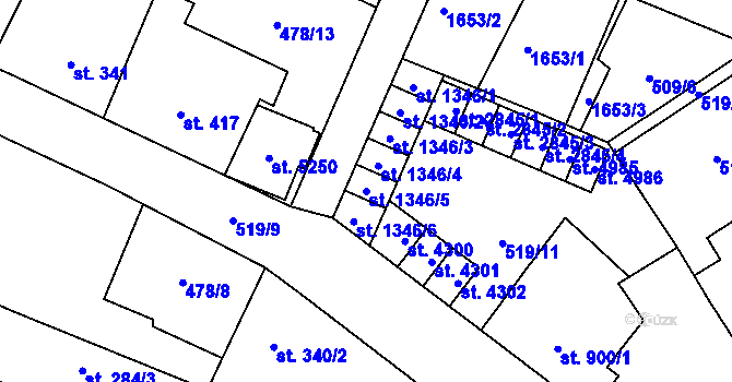 Parcela st. 1346/5 v KÚ Zábřeh-VŽ, Katastrální mapa