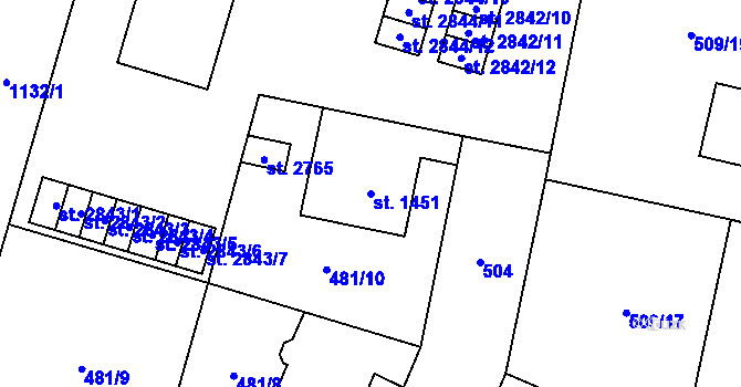 Parcela st. 1451 v KÚ Zábřeh-VŽ, Katastrální mapa