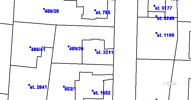 Parcela st. 2211 v KÚ Zábřeh-VŽ, Katastrální mapa