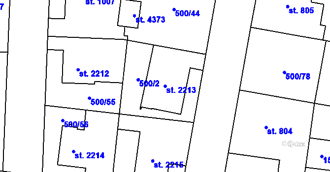 Parcela st. 2213 v KÚ Zábřeh-VŽ, Katastrální mapa