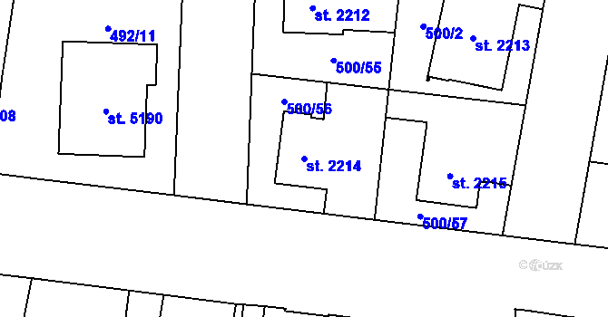 Parcela st. 2214 v KÚ Zábřeh-VŽ, Katastrální mapa